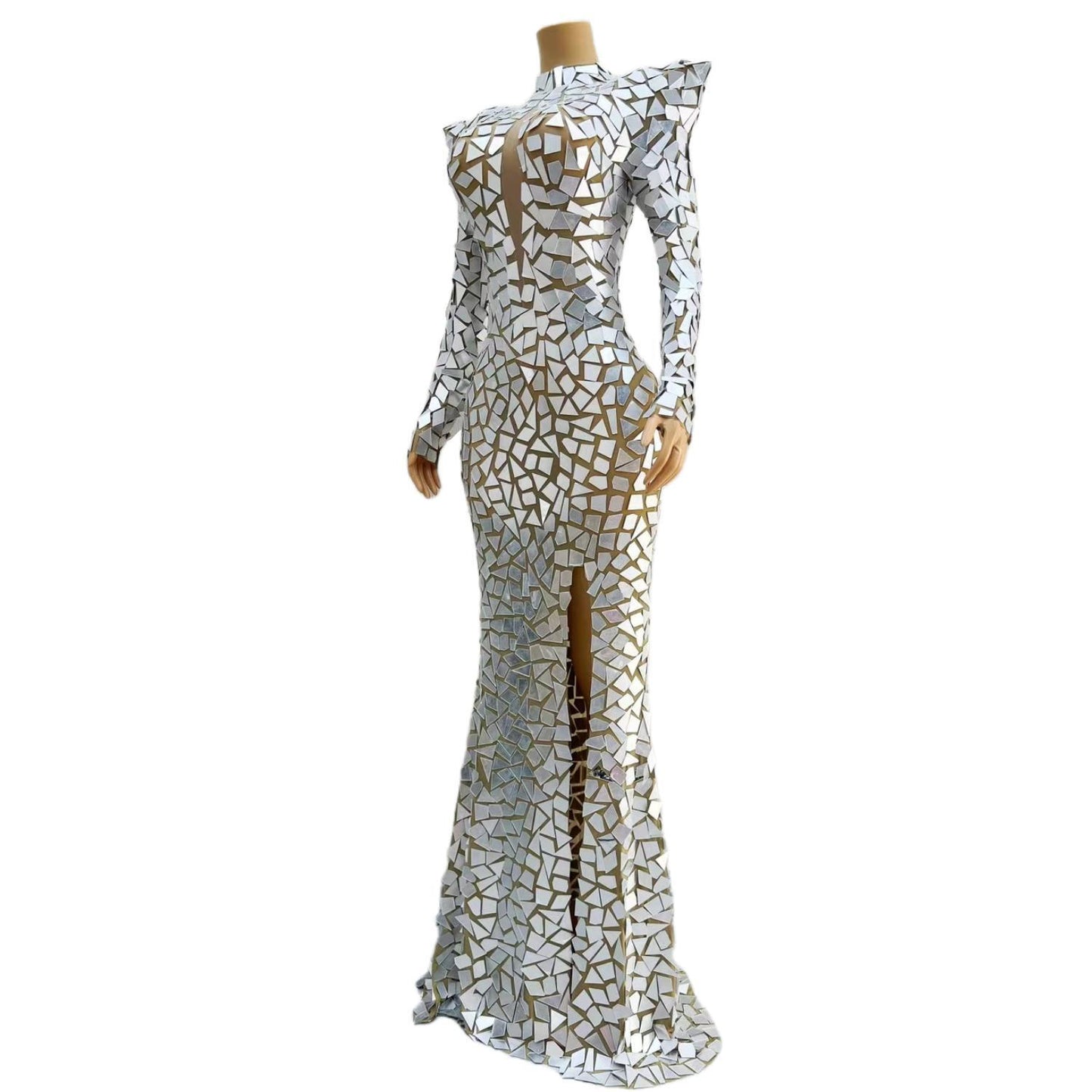 CELESINYI Baijing Crystal White Mirror Mermaid Gown