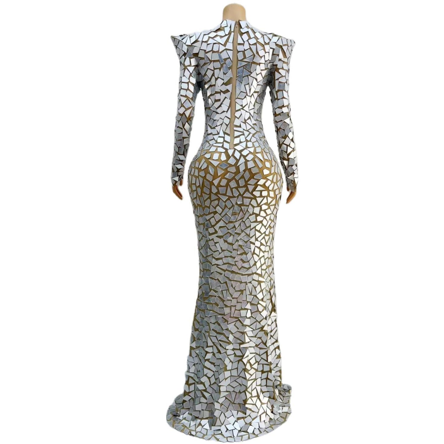 CELESINYI Baijing Crystal White Mirror Mermaid Gown