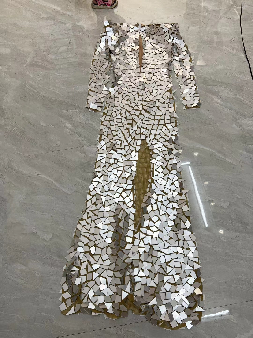 CELESINYI Baijing Crystal White Mirror Mermaid Gown