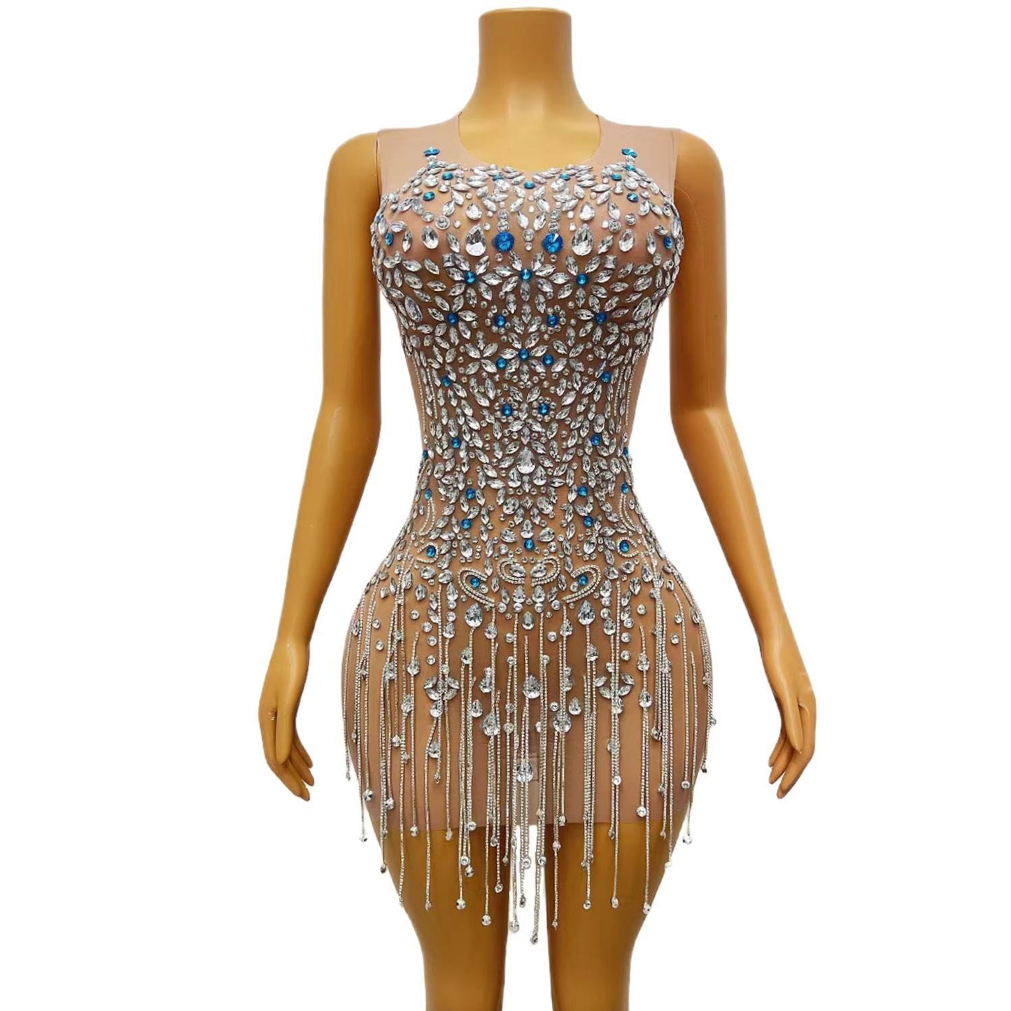 CELESINYI Lanfeng Crystal Sky Mini Dress