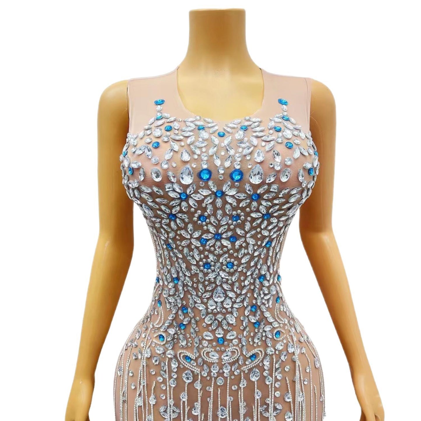 CELESINYI Lanfeng Crystal Sky Mini Dress