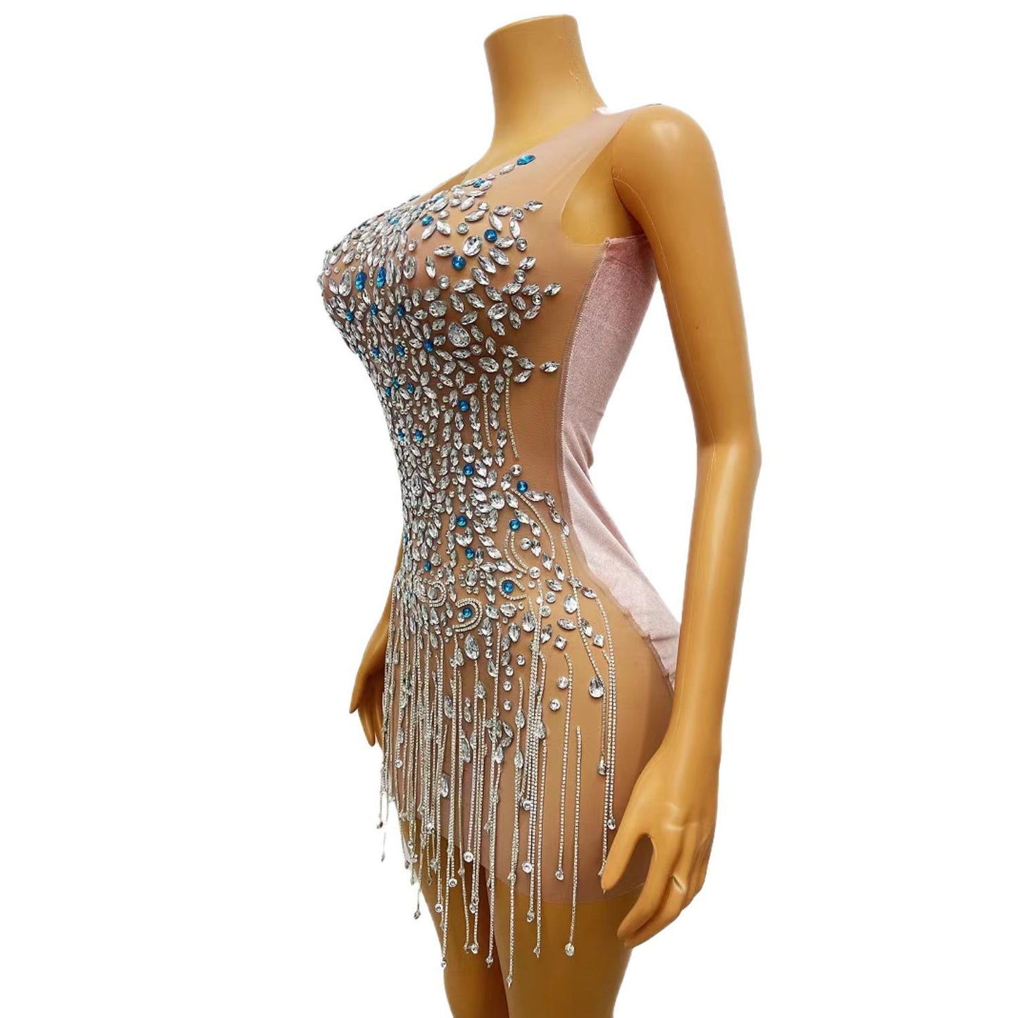 CELESINYI Lanfeng Crystal Sky Mini Dress