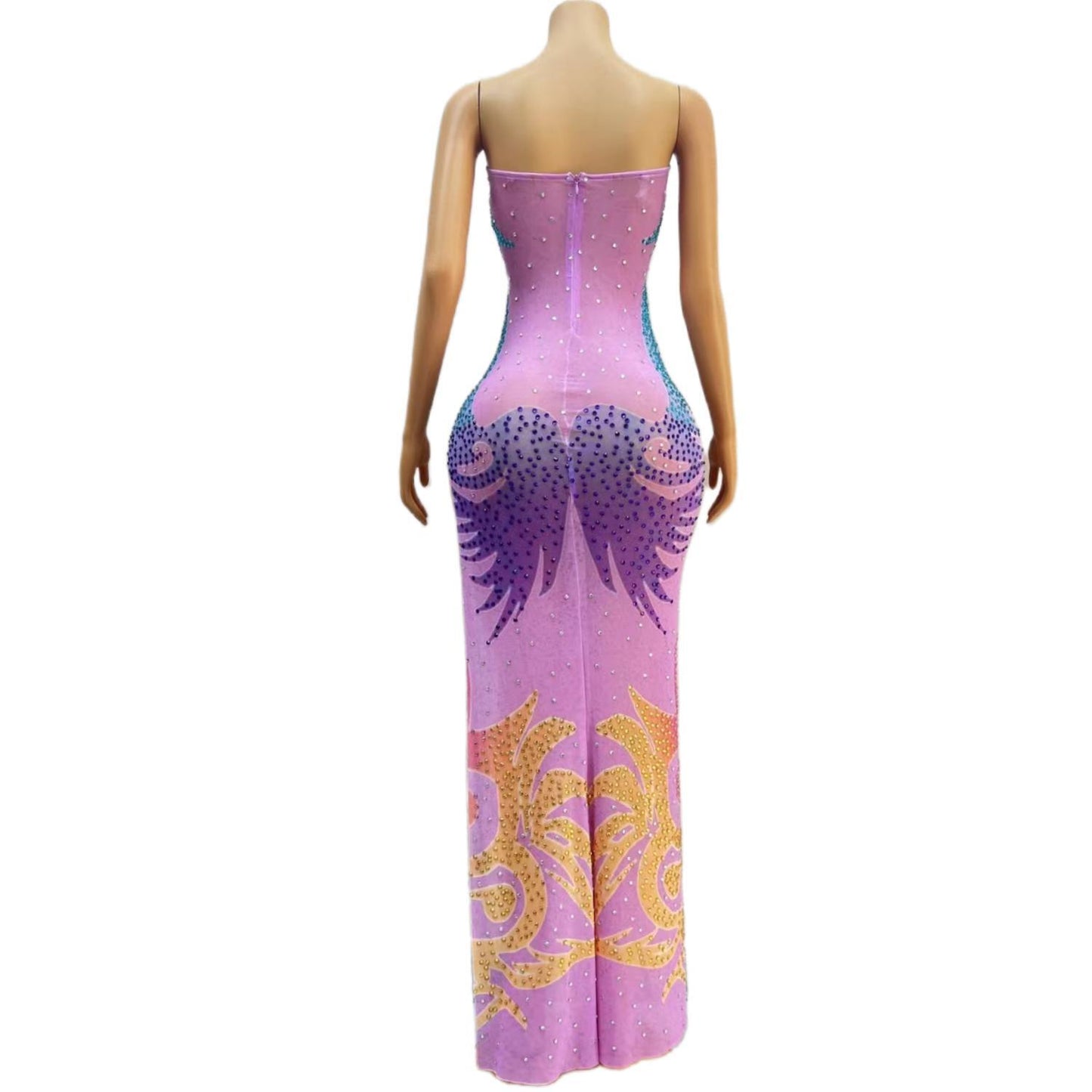 CELESINYI Luanfeng Crystal Rainbow Mermaid Gown