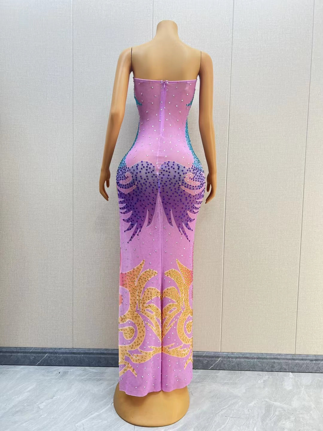 CELESINYI Luanfeng Crystal Rainbow Mermaid Gown