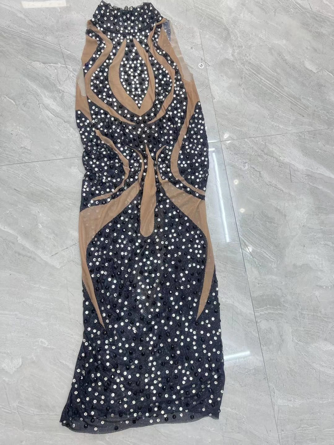 CELESINYI Tuteng Crystal Totem Mini Dress