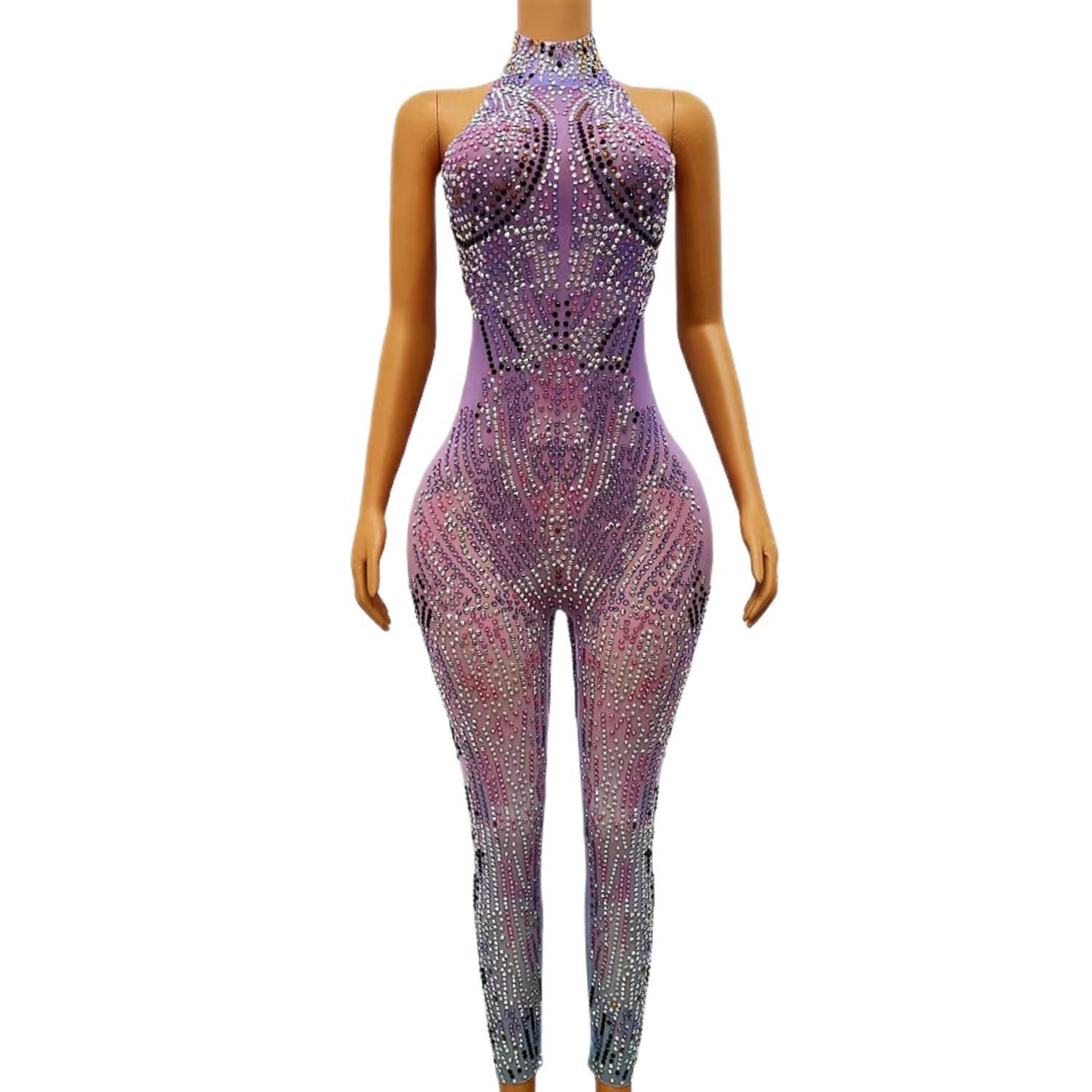 CELESINYI Ziyu Crystal Lavender Jumpsuit