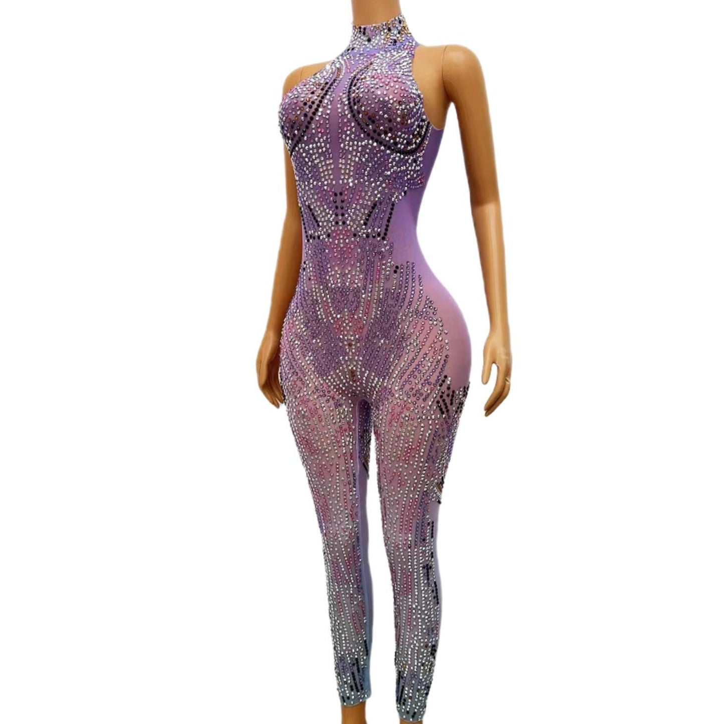 CELESINYI Ziyu Crystal Lavender Jumpsuit