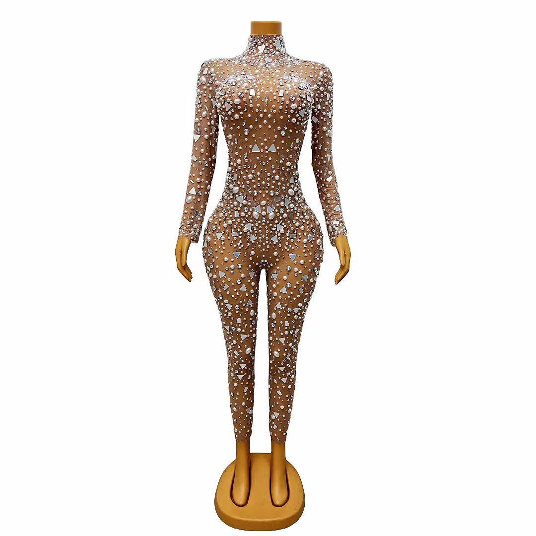 CELESINYI Zhenzhuzuan Crystal Pearl Jumpsuit