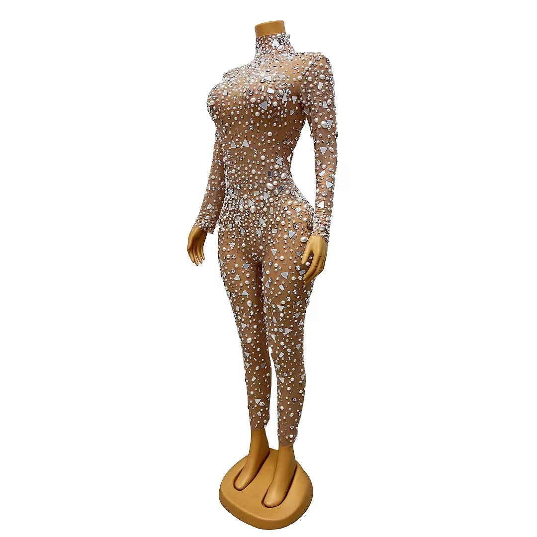 CELESINYI Zhenzhuzuan Crystal Pearl Jumpsuit