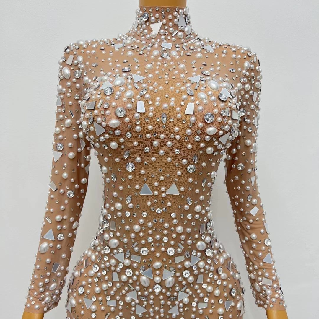 CELESINYI Zhenzhuzuan Crystal Pearl Jumpsuit