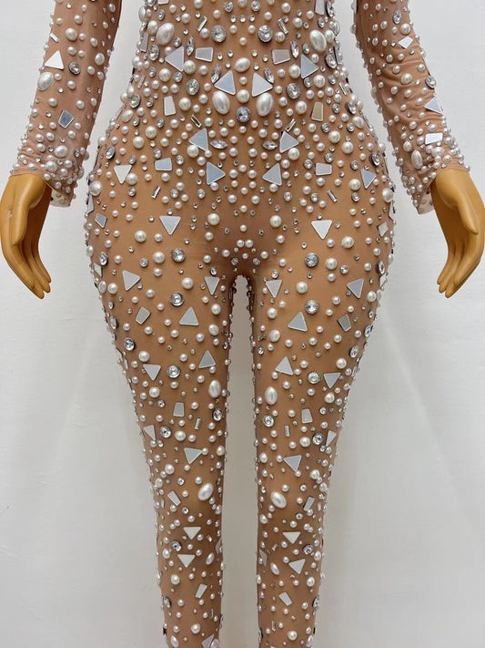 CELESINYI Zhenzhuzuan Crystal Pearl Jumpsuit