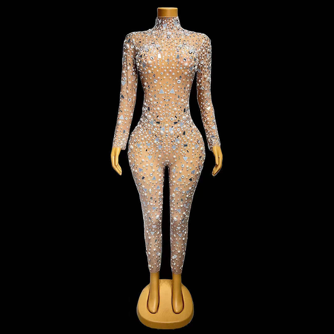 CELESINYI Zhenzhuzuan Crystal Pearl Jumpsuit