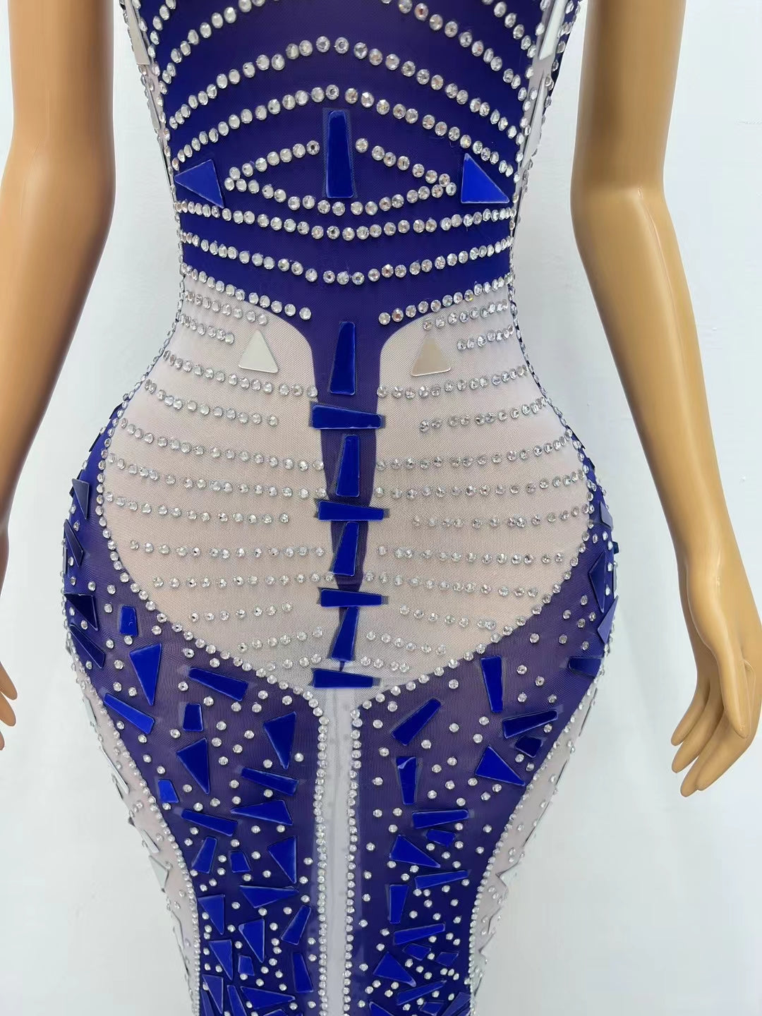 CELESINYI Liangpian Crystal Mirror Mermaid Gown