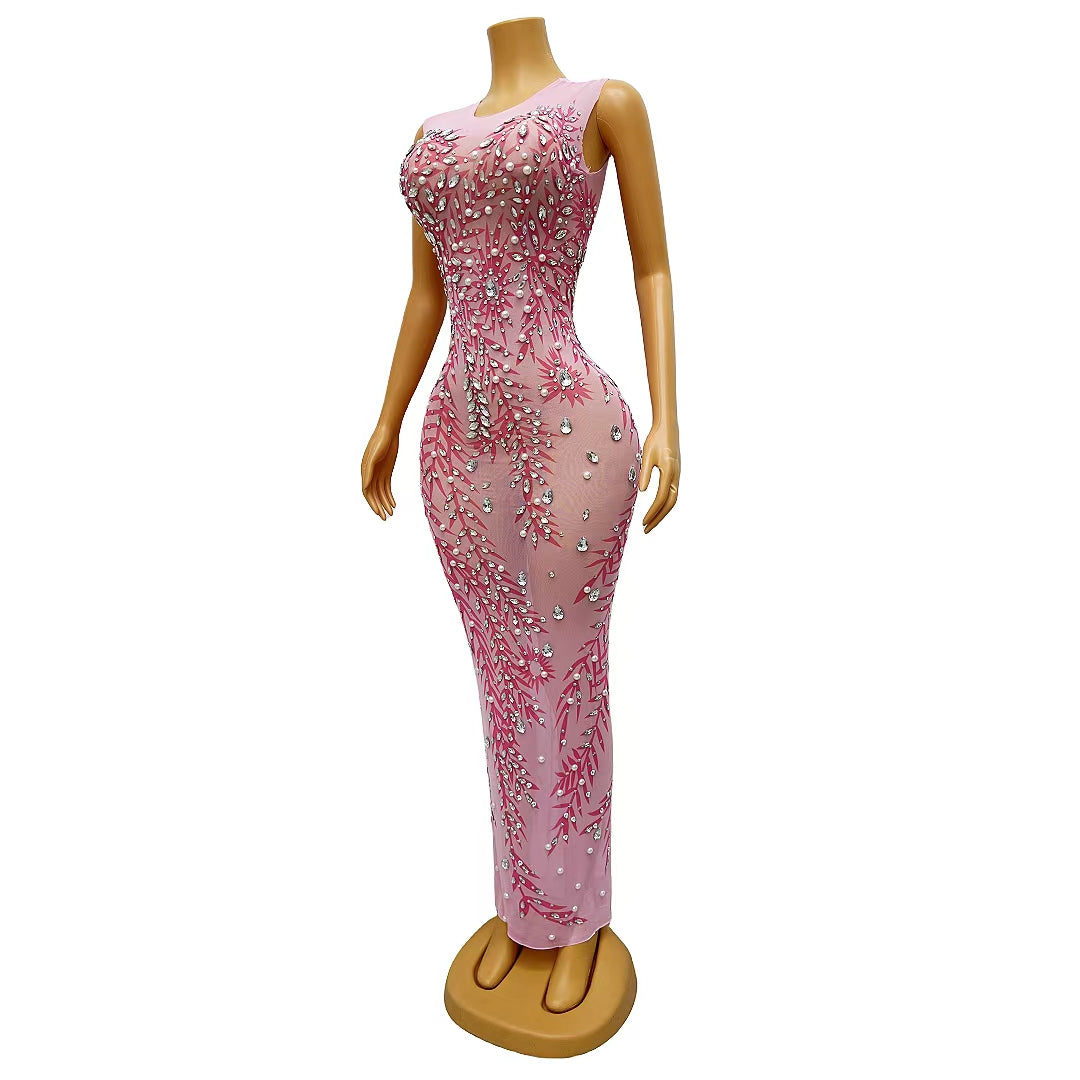 CELESINYI Fenzhu Crystal Pink Gown