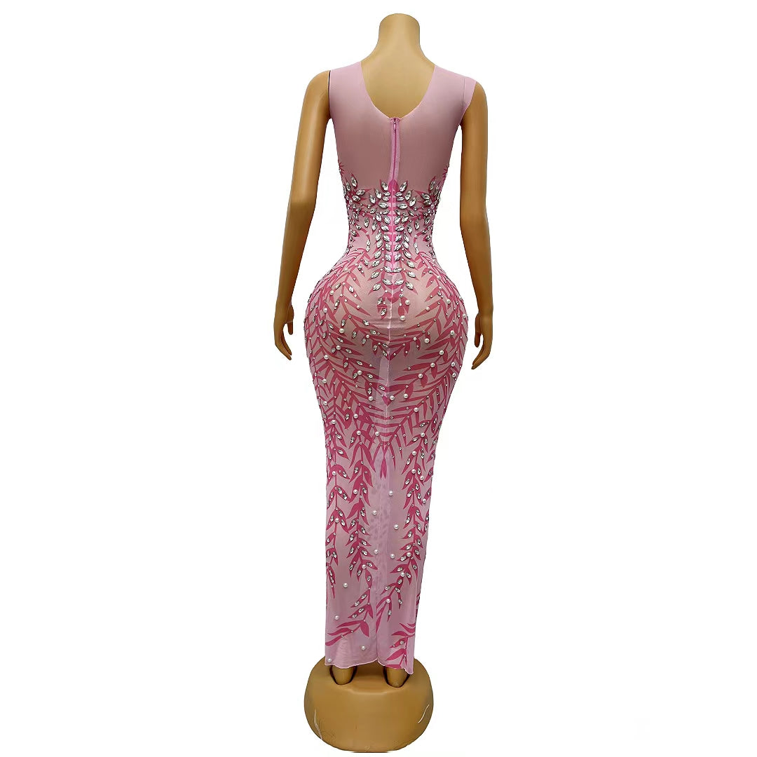 CELESINYI Fenzhu Crystal Pink Gown