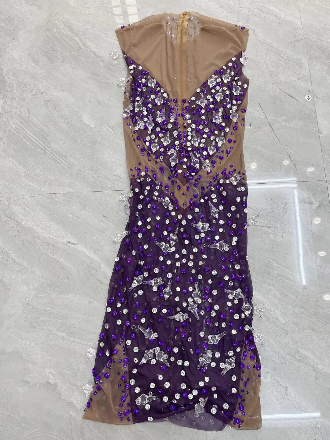 CELESINYI Shizhu Crystal Pearl Mini Dress