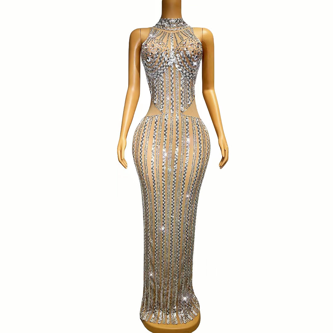 CELESINYI Jiaren Crystal Sunburst Gown