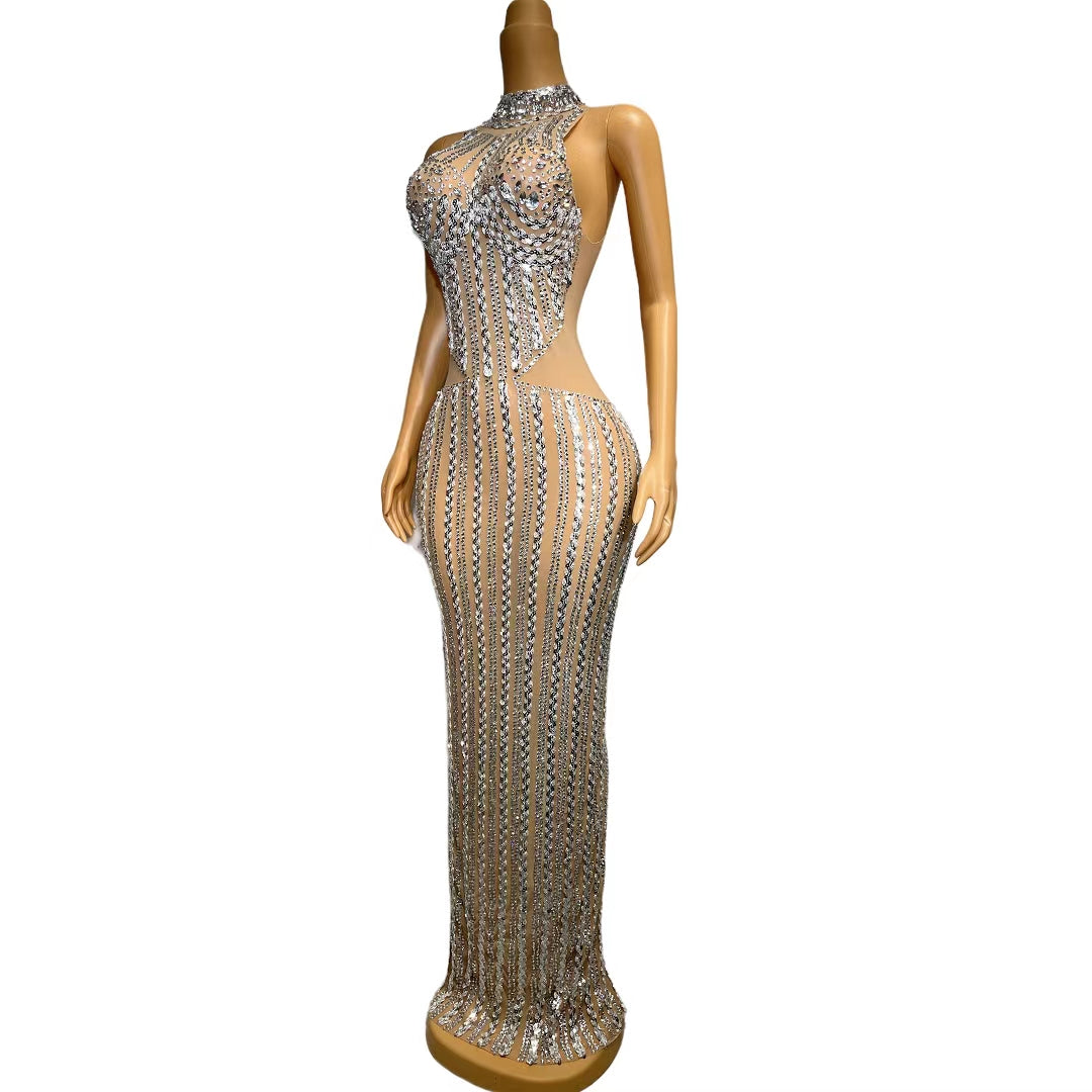 CELESINYI Jiaren Crystal Sunburst Gown