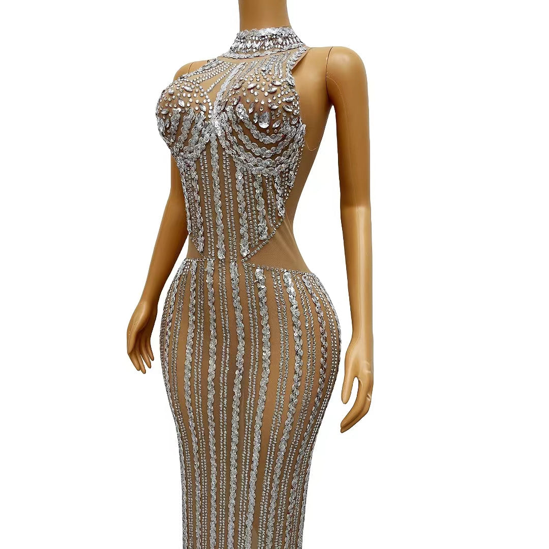 CELESINYI Jiaren Crystal Sunburst Gown