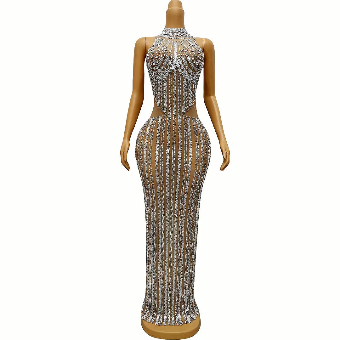 CELESINYI Jiaren Crystal Sunburst Gown