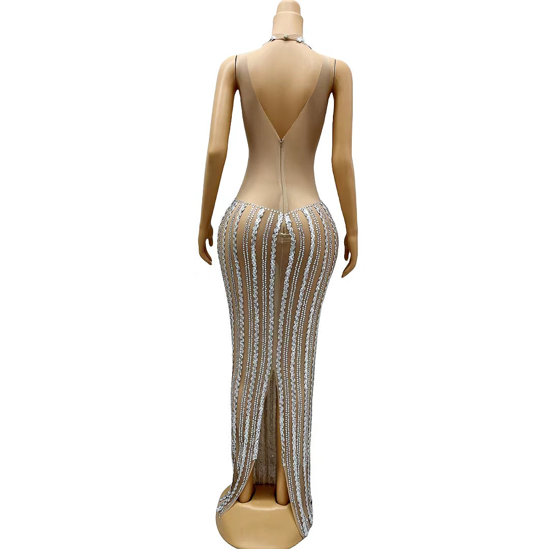 CELESINYI Jiaren Crystal Sunburst Gown