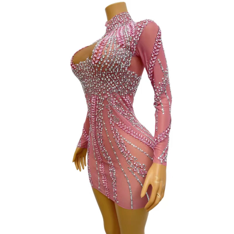 CELESINYI Fenlianyi Crystal Flame Mini Dress