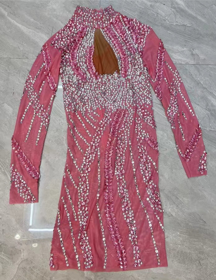 CELESINYI Fenlianyi Crystal Flame Mini Dress