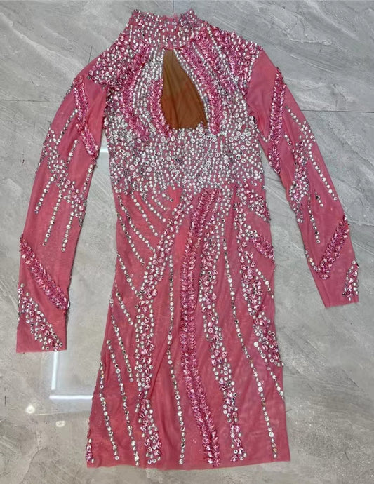 CELESINYI Fenlianyi Crystal Flame Mini Dress