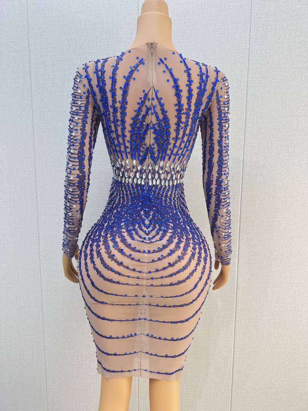 CELESINYI Huanlan Crystal Wave Mini Dress