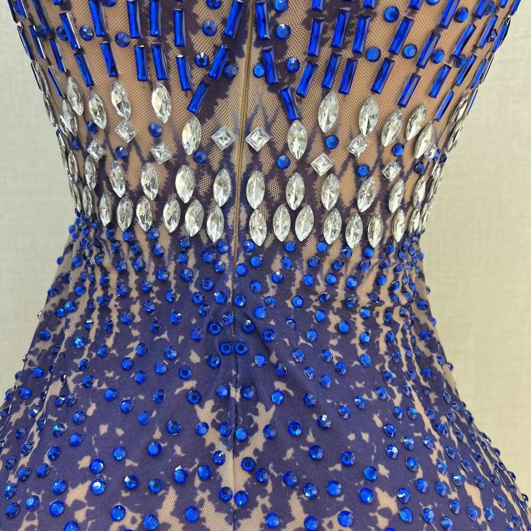 CELESINYI Huanlan Crystal Wave Mini Dress