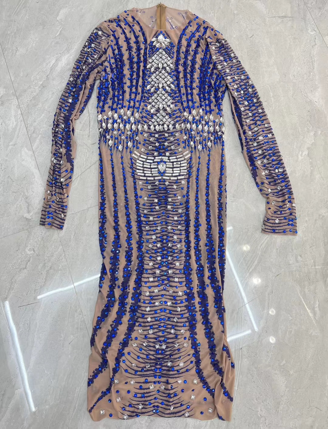 CELESINYI Huanlan Crystal Wave Mini Dress