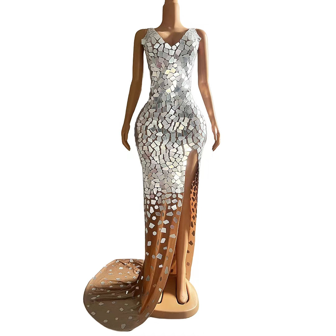 CELESINYI Pianwei Crystal Mirror Mermaid Gown
