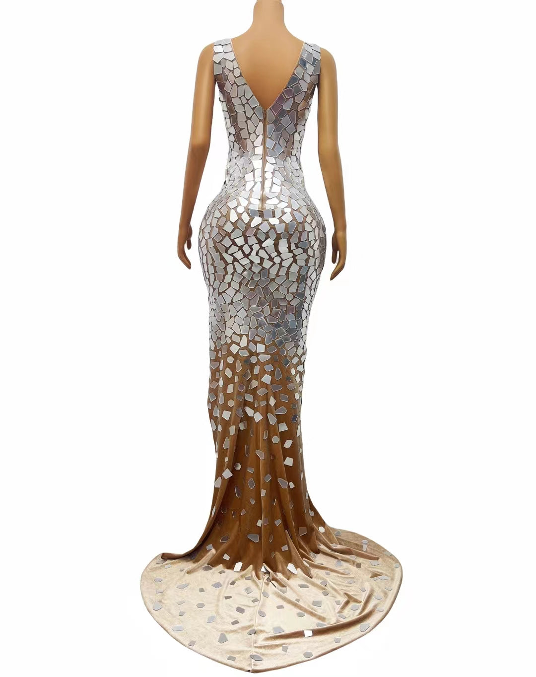 CELESINYI Pianwei Crystal Mirror Mermaid Gown