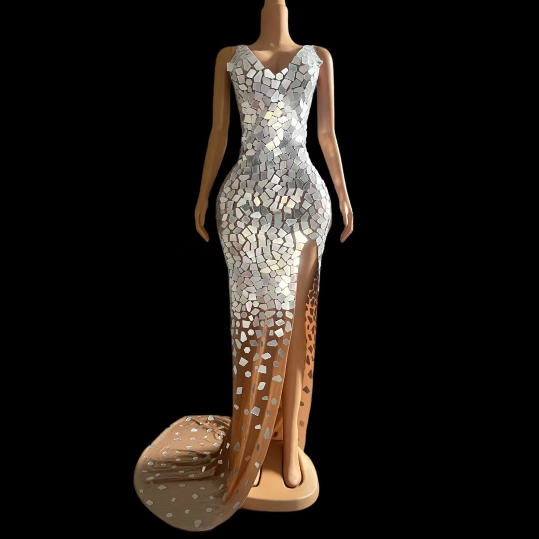 CELESINYI Pianwei Crystal Mirror Mermaid Gown