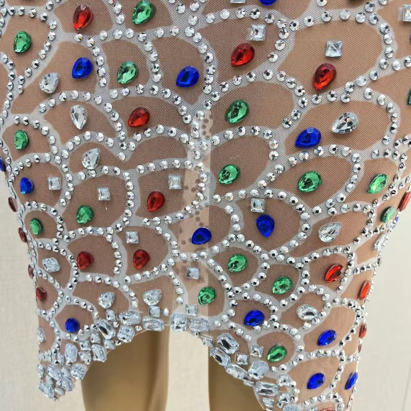 CELESINYI Yulin Crystal Scale Mini Dress