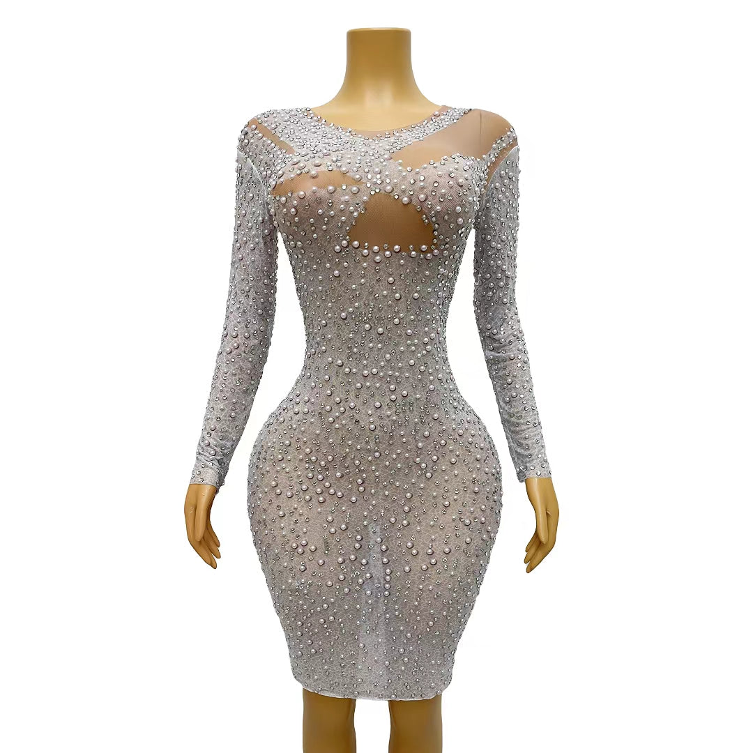 CELESINYI Chunbai Crystal Pearl Gown
