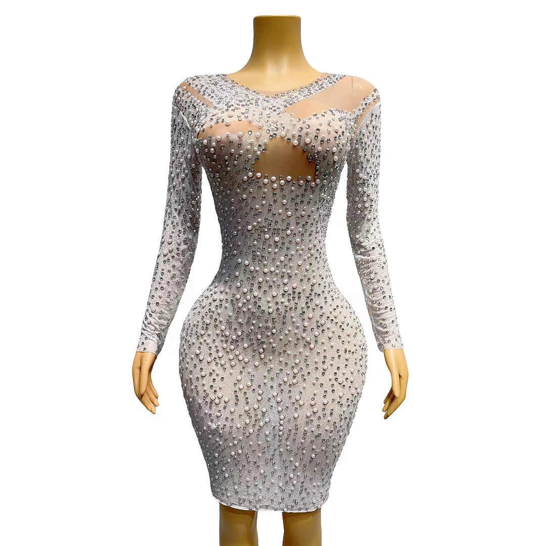 CELESINYI Chunbai Crystal Pearl Gown