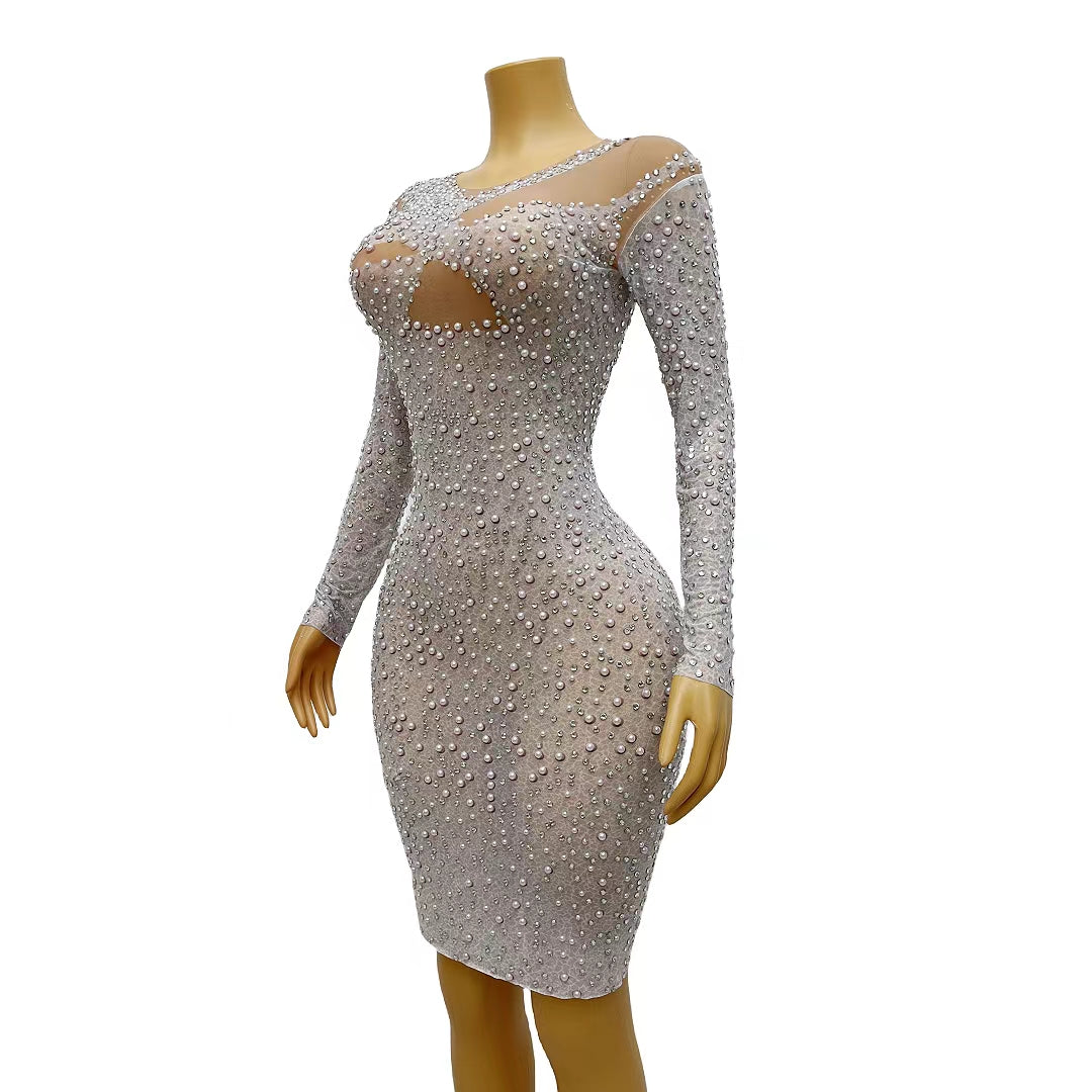 CELESINYI Chunbai Crystal Pearl Gown