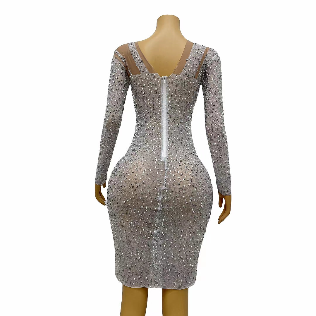 CELESINYI Chunbai Crystal Pearl Gown