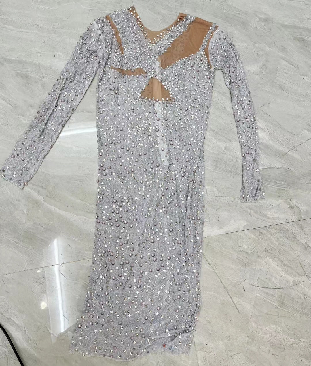 CELESINYI Chunbai Crystal Pearl Gown