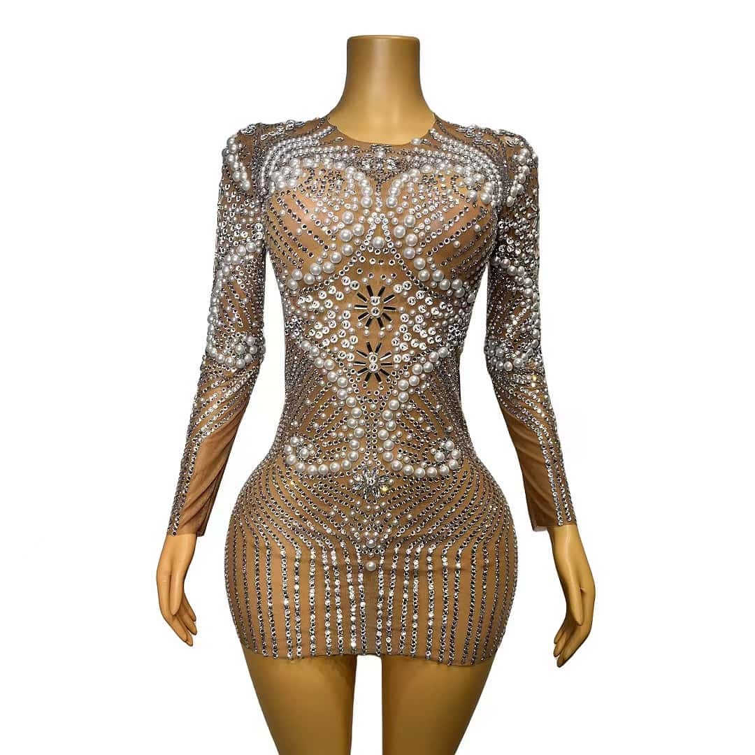CELESINYI Huaban Crystal Star Mini Dress