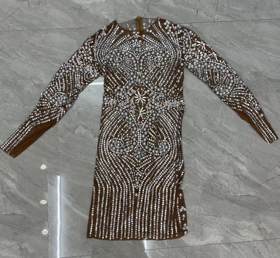 CELESINYI Huaban Crystal Star Mini Dress