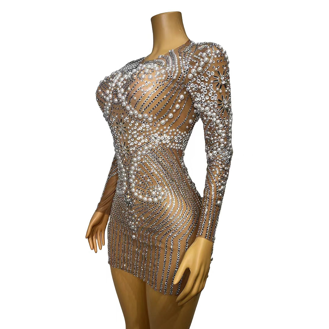 CELESINYI Huaban Crystal Star Mini Dress