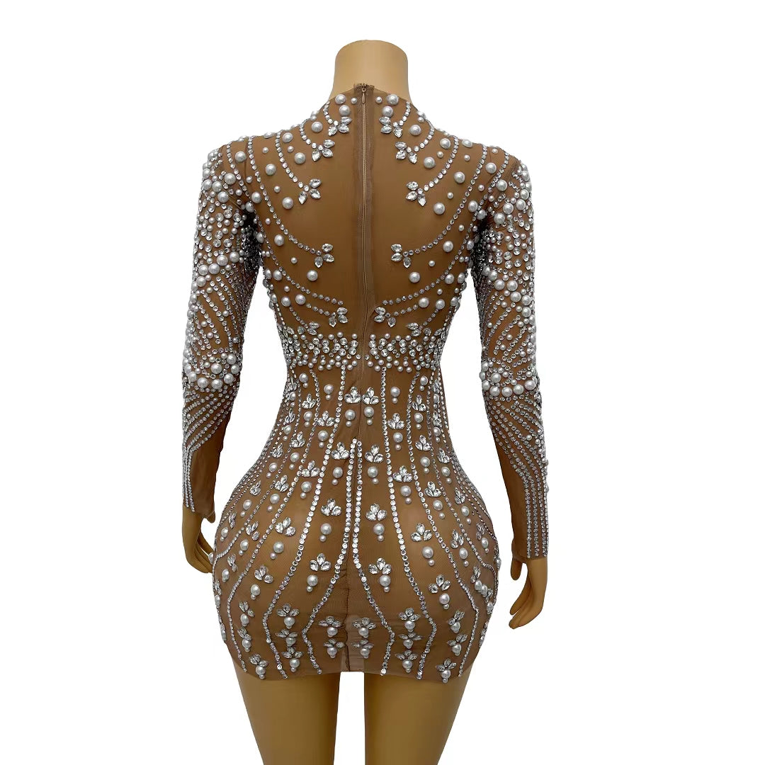 CELESINYI Huaban Crystal Star Mini Dress
