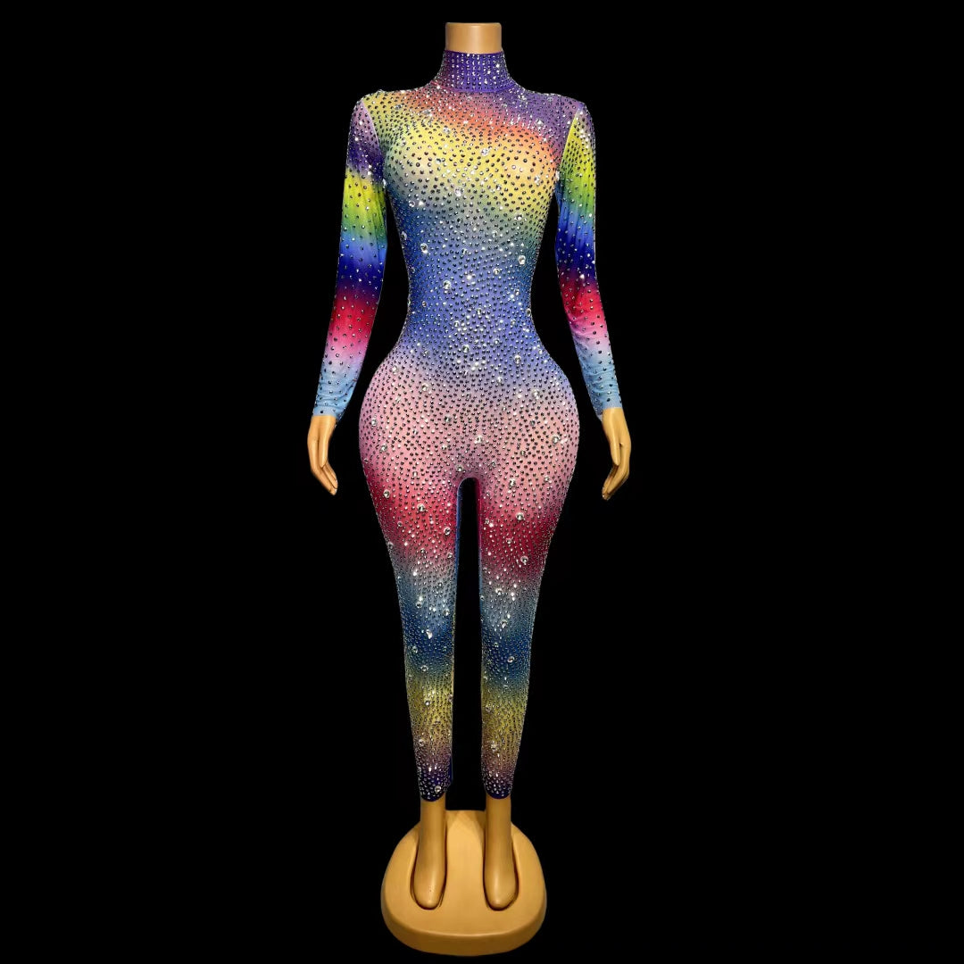 CELESINYI Shizuan Crystal Rainbow Jumpsuit