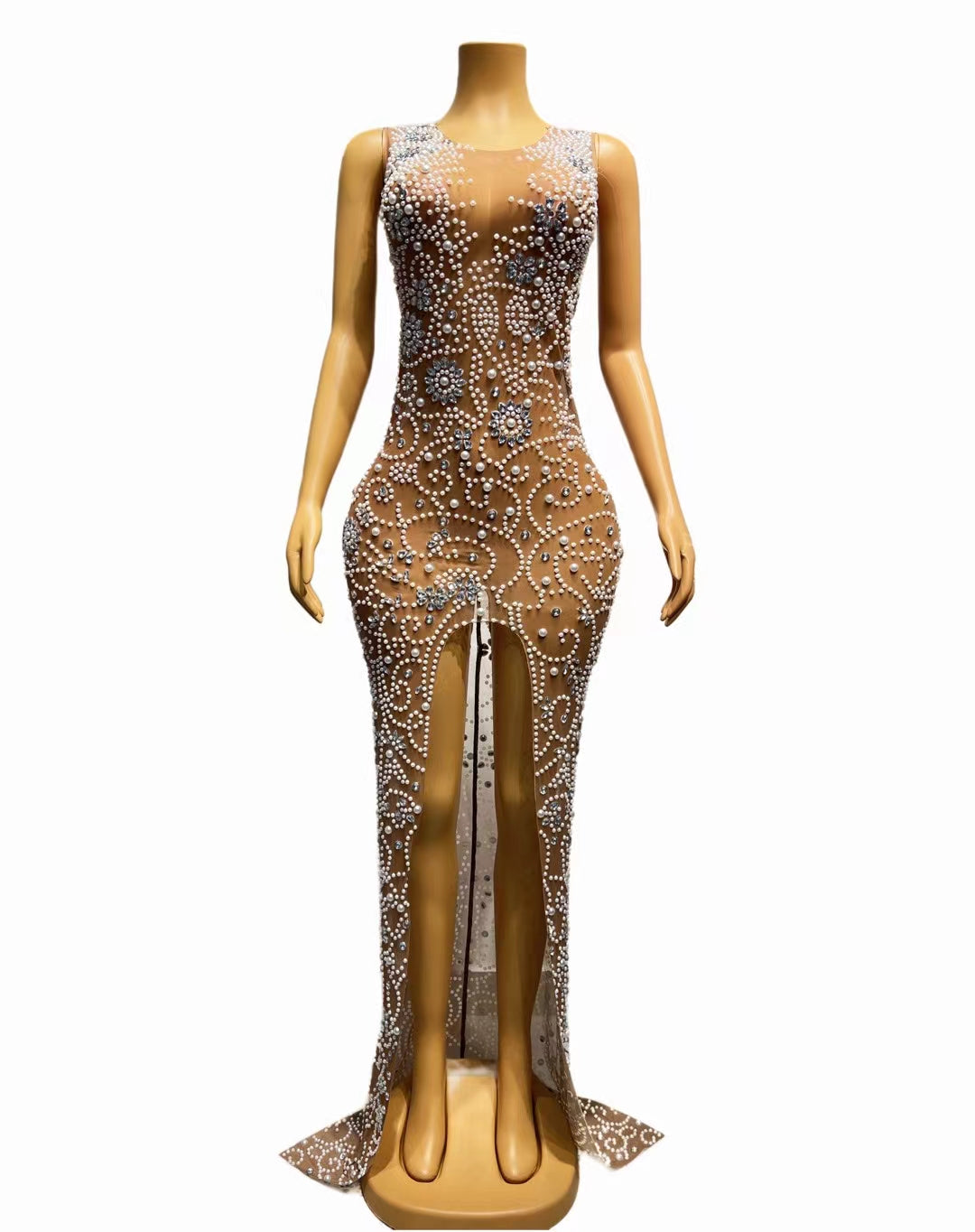 CELESINYI Tanhua Crystal Pearl Gown