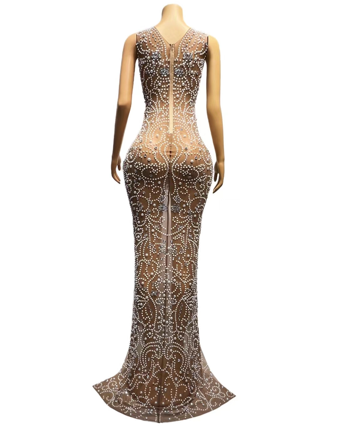 CELESINYI Tanhua Crystal Pearl Gown
