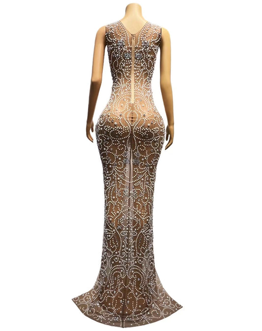 CELESINYI Tanhua Crystal Pearl Gown