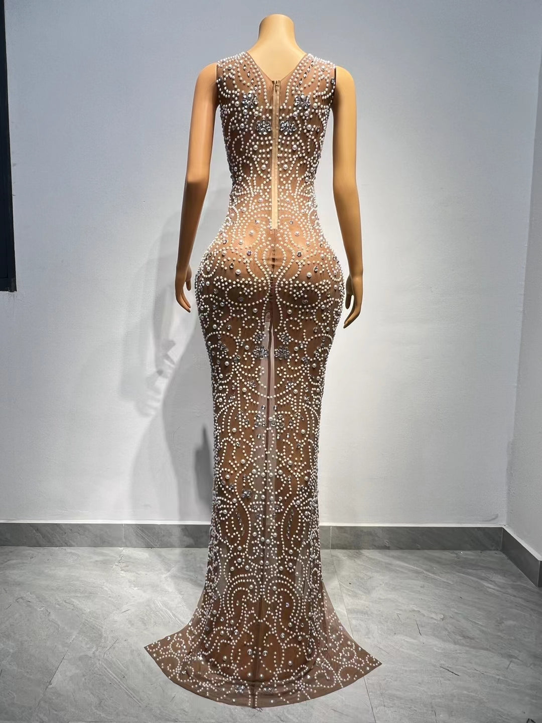 CELESINYI Tanhua Crystal Pearl Gown