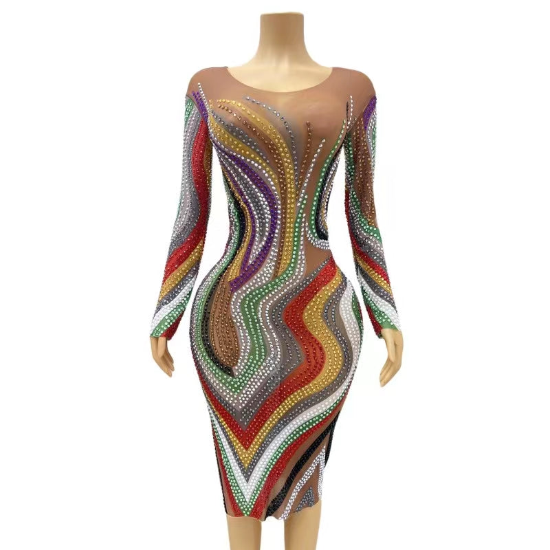 CELESINYI Caiyu Crystal Rainbow Gown